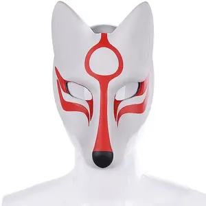 Beaupretty Fox Japanese Kabuki Kitsune Masks for Men Women Children Masquerade Costume Props Animal Cosplay Kabuki Half Face Cat Masks