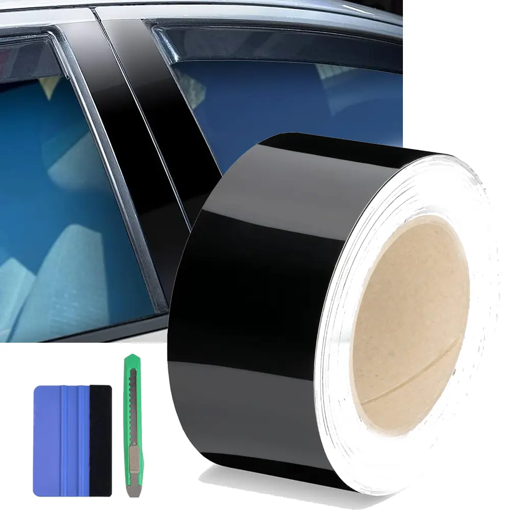 33ft x 4inch Vinyl Wrap Roll For Car Window Pillar Post Cover Trim B Pillar Panel, Car Wrap Film Hood Decal Sticker for Interior Exterior