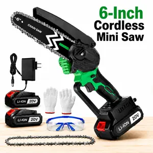 20V 6-Inch Brushless Handheld Cordless Mini Chainsaw Kit - 2 Batteries, Tool-Free Chain Tensioning, Carrying Case for Yardwork Pruning, Handheld Chainsaw