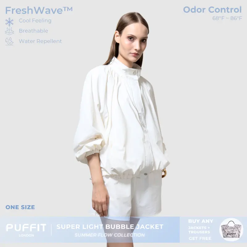 PUFFIT Summer Flow Bubble Summer Jacket,High Neck Windproof Outerwear, Oversized Balloon Sleeve,Stain Resistant,Water Repellent,Breathable,Outdoor,Casual,Out Wear,Dog Walking,Womenswear,2026 Shopping