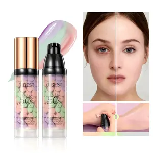 Three-Color Protective Isolation Cream with SPF 50 Coverage,Oil Control Moisturizer Cream, Long-Lasting Makeup Base for Flawless Skin Tone