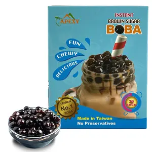 Apexy Instant Boba Pearls, Ready in 30 Seconds, Brown Sugar Tapioca Pearls, 12.69 oz. (6 Individual Packets), Make Fresh, Chewy, Delicious Bubble Tea and Dessert Toppings, Made in Taiwan Beverage