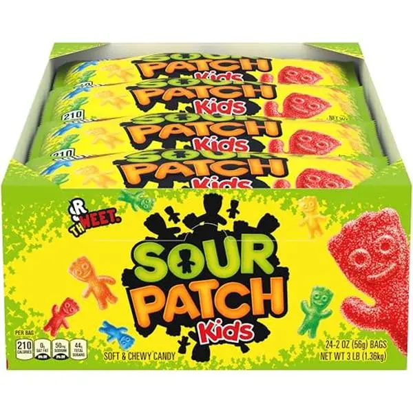 SOUR PATCH KIDS Soft & Chewy Gummy Candy, Bulk Candy, 24 - 2 oz Bags