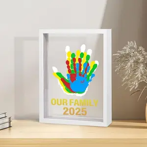 DIY art handprint frame, complete with paint and acrylic panels, creative picture frame for home decor, especially meaningful to give to family and friends.