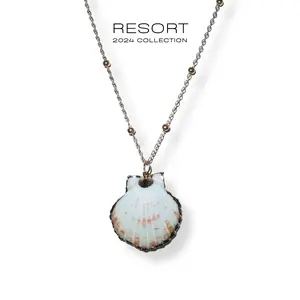RESORT24: Unisex Bohemian Seashell Pendant Necklace - 18k Gold Plated Stainless Steel, Adjustable Chain, Water Resistant