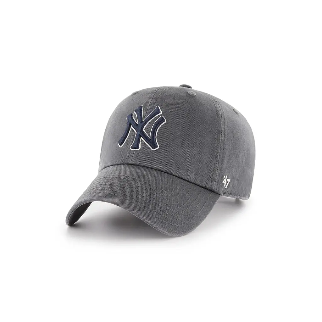 '47 NY Yankees Clean Up Cotton Baseball Cap - Unisex Relaxed Fit Hat with an Adjustable Strap for Everyday Wear, Casual, Loop Label, Cap Hat, Cotton Twill, Garment Wash, Back Loop Label