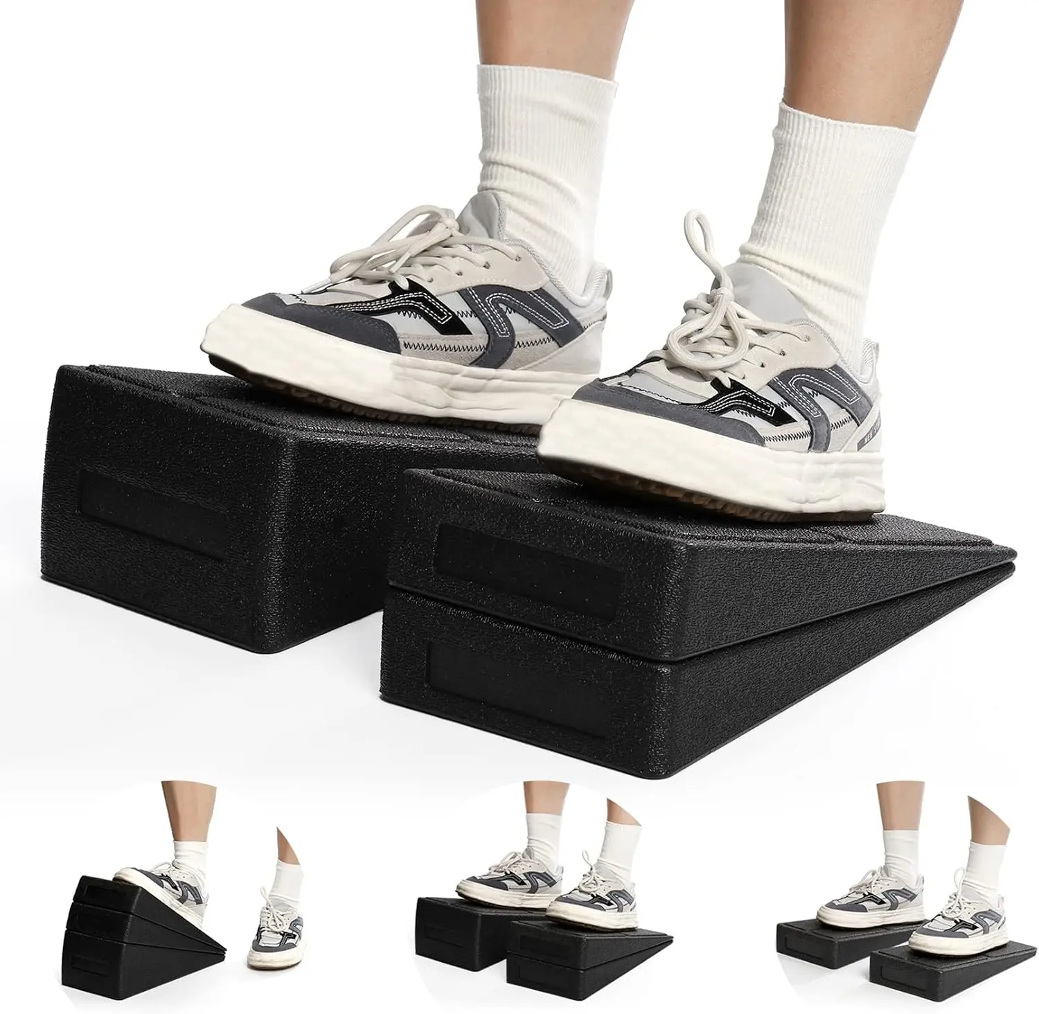 3 Pcs Slant Board for Calf Stretching, 5 Adjustable Angles Foot Stretcher Incline Board, Non-Slip Foam Squat Wedge for Physical Therapy, Home Exercise
