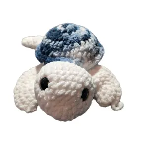 Turtle Plush Toy - Soft White Plush with Blue Shell, Adorable Design, Ideal for Collectors and Gifts
