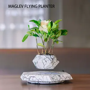 Indoor Magnetic Levitation Floating Flower Planter Pots Containers Boxes , Floating Plant Pots for Mini Live Glaze Succulent Cactus Plant Home Garden Office Patio Decoration Gardening Gifts for Grower Women & Men, New House Gift and DIY Room Décor