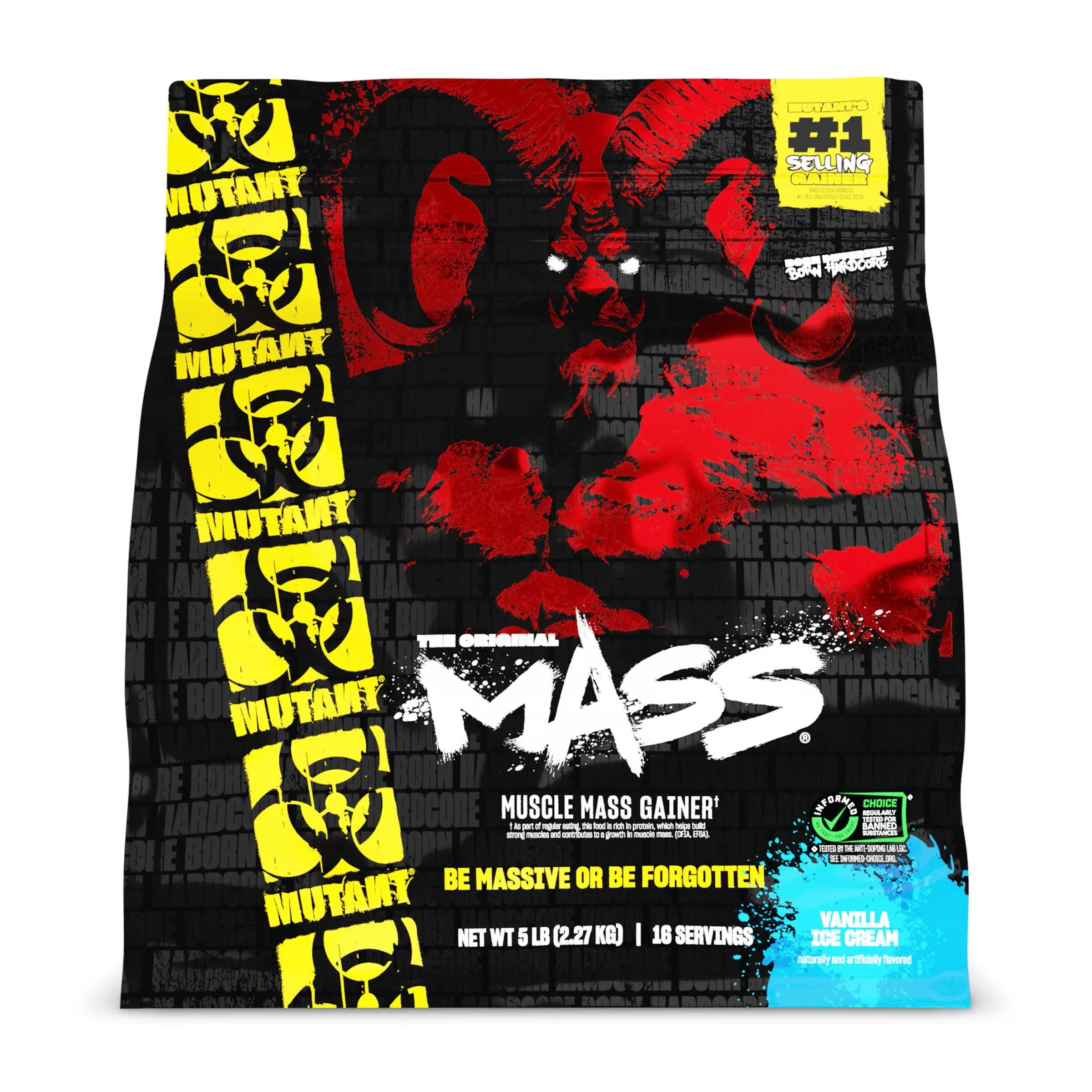 Mutant Mass Resealable Muscle Mass Gainer Protein Powder - Vanilla Ice Cream Flavor - 5 lb Fitness & Nutrition Supplement