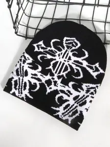 Y2k Harajuku Multi Element Pattern Men's and Women's Unisex Winter Warm Rock Hip Hop Fashion Knitted Beanie Adjustable Hat