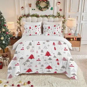 3Pcs Christmas Tree Pattern Duvet Cover Set, Including 1 Duvet Cover and 2 Pillowcases, No Filling, Bedroom Bedding Set, Suitable for Bedrooms, Hotels, School Dormitories, Perfect Gift for Christmas