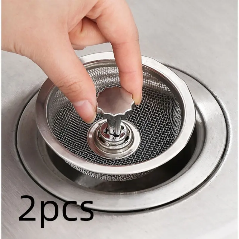 2-Pack Stainless Steel Sink Strainer, Dishwasher Drain Filter, Kitchen Food Waste Preventer, Ideal for Home & Apartment Use