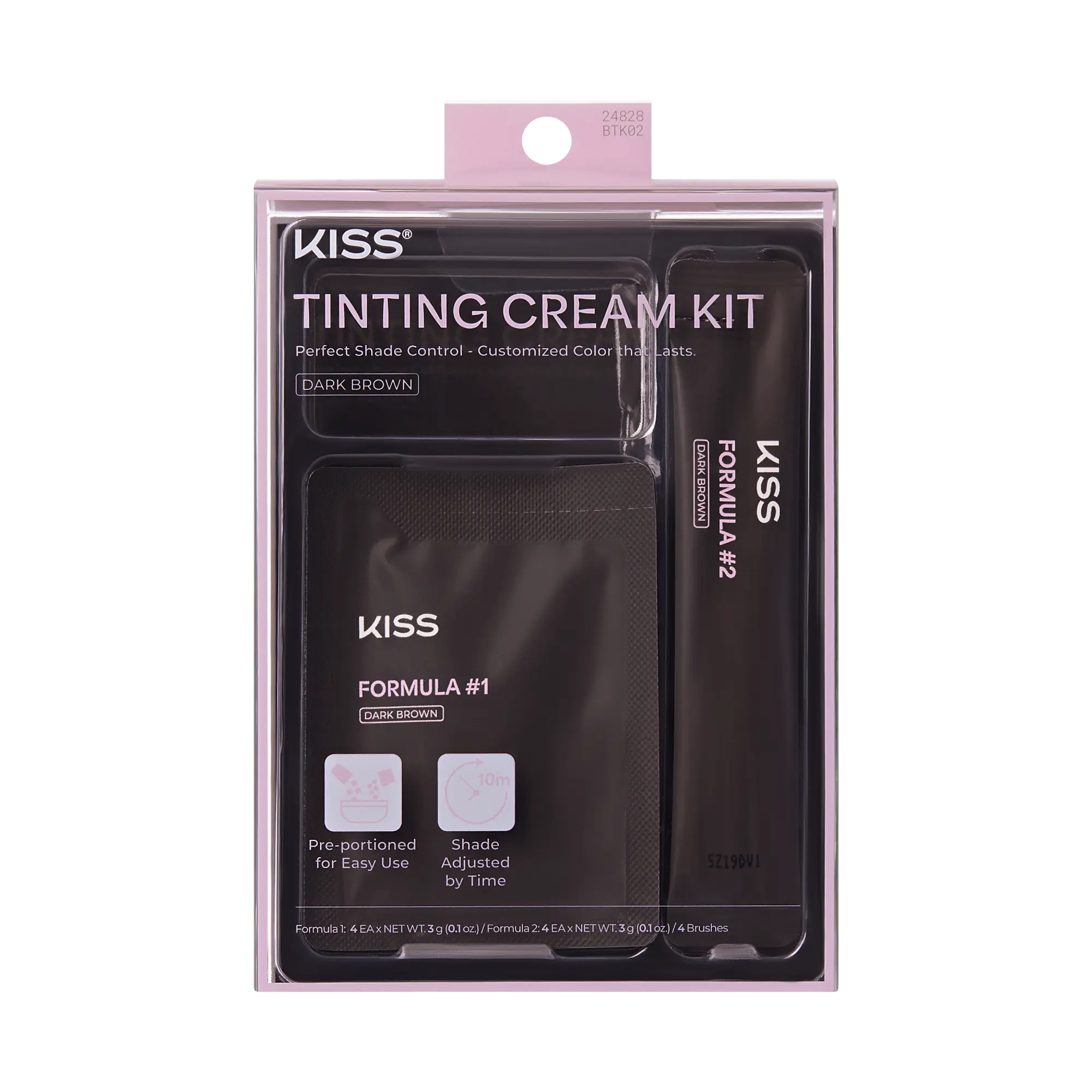 Kiss Tinting Cream Kit - Dark Brown | Starter Kit,  8 Pre-Measured Pouches, Eyebrow Brush