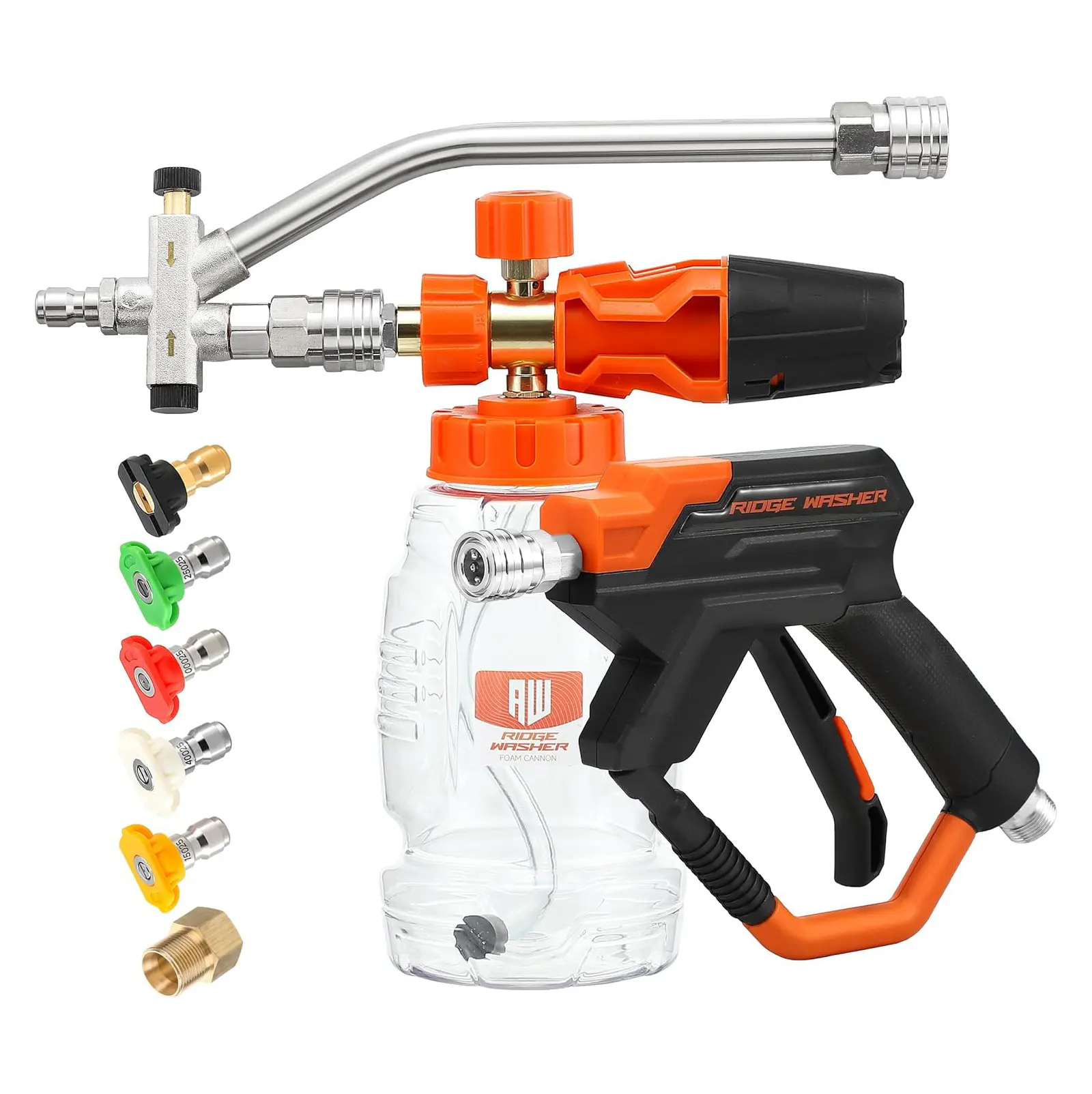 RIDGE WASHER Pressure Washer Wand Foam Cannon with Dual Connector Accessory, Double Tip Attachment for Foam Blaster, Stainless Steel Car Wash Foam Wand, 1/4" Quick Connect, 4000 PSI, DealsForYouDays Car Wash Sprayer Car Wash Accessories