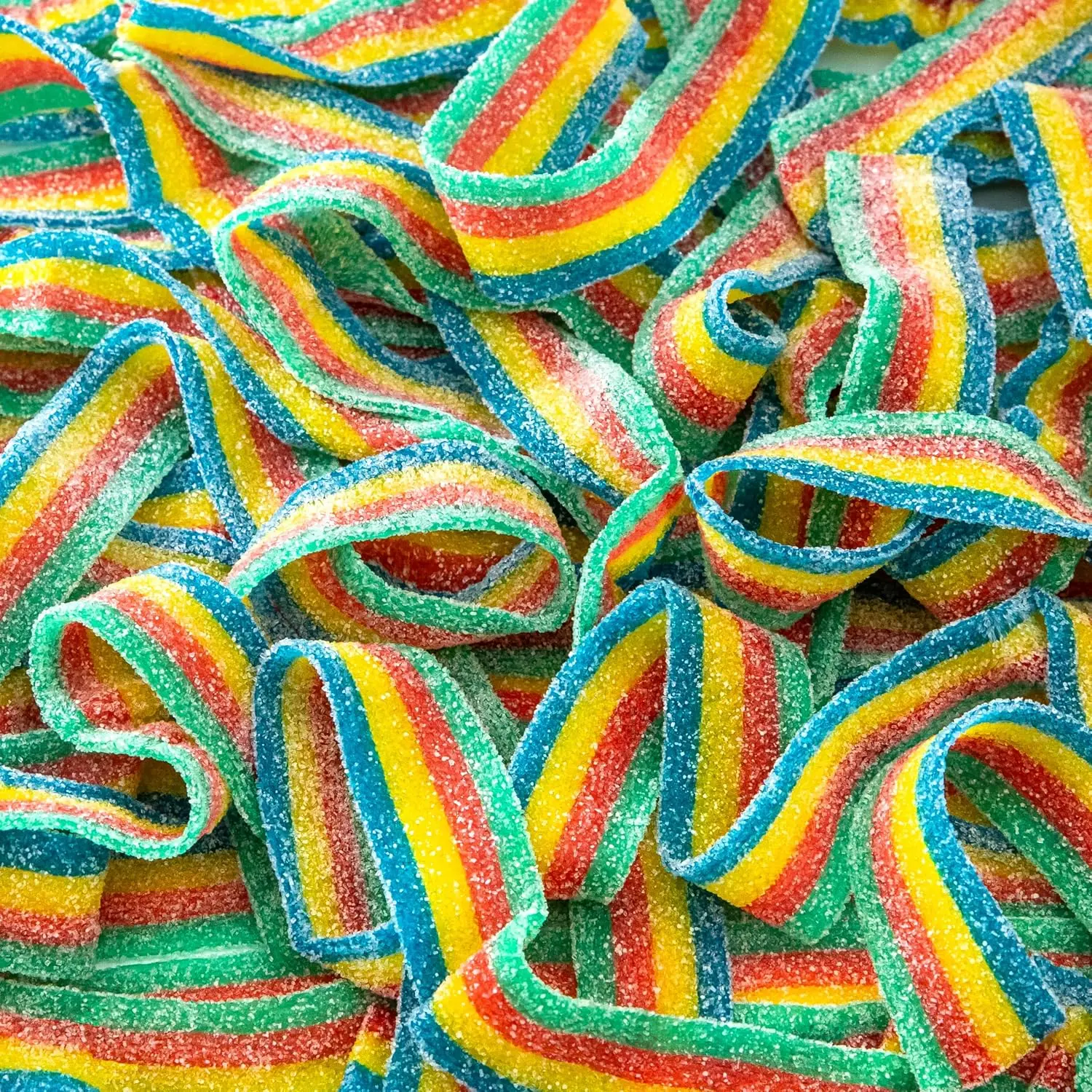 Sour Belts Gummy Candy, Assorted Fruit Flavors, 8 Oz Bag | Gelatin Free Candy, Rainbow Gummies