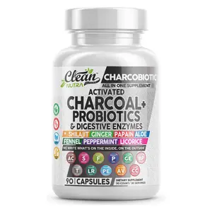 Clean Nutra Activated Charcoal Probiotics & Digestive Enzymes with Shilajit, Ginger, Papain, Aloe, Fennel & More for Digestive Health Supplement Capsules – CharcoBiotic