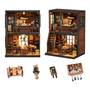 Handmade Miniature Bookend House, Creative Wooden 3D Book Stand for Desk Decor, Ideal Gift for Book Lovers & Writers, Home Decoration, Home Decor Accessory, Desk Ornament