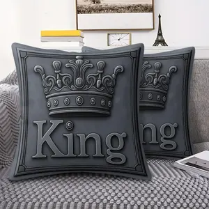 1Pack King Crown Print Throw Pillow - 18x18 Inch Decorative Cushion for Bedroom, Living Room, Man Cave - Soft Plush Accent Pillow with Royal Design, Perfect for Sofa, Chair and Bed Decor