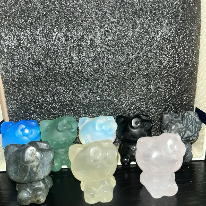 kitty crystal carvings
