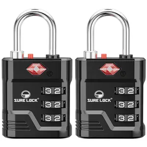 SURE LOCK TSA Locks for Luggage, TSA Approved Luggage Locks with Open Alert, TSA008 Key for High Security, Easy Read Dials, Zinc Alloy Body, Locker Lock for Suitcase, Gym, Travel