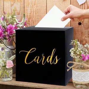 Elegant Voting Box with 10 Cards, Luxurious Wedding Card Holder, Perfect for Banquets, Celebrations, Company Ceremonies, Black