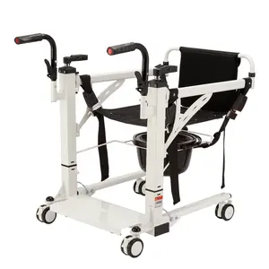 GARVEE 4-in-1 Patient Lift Transfer Chair, Patient Lift for Home, Bathroom Wheelchair with 180° Split Seat and Potty, Portable Elderly Lift Bedside Commode Chair, sofa chair