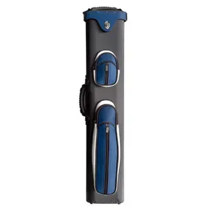 Koda 4x6 Vinyl Billiards Cue Case - 4-Butts Capacity, Blue/Black/White Colors, Lift Clasp, 1 Strap, 2 Handles, Four-Butts