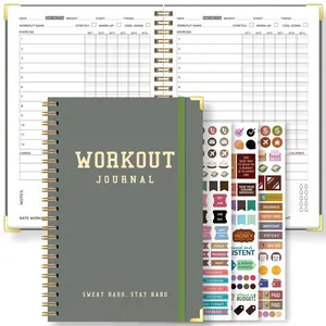 Fitness Training Log Book, Spiral Workout Journal, Cardio, Calories, No Date Required, Goal Setting, Progress Tracking, Sticker Pages Included