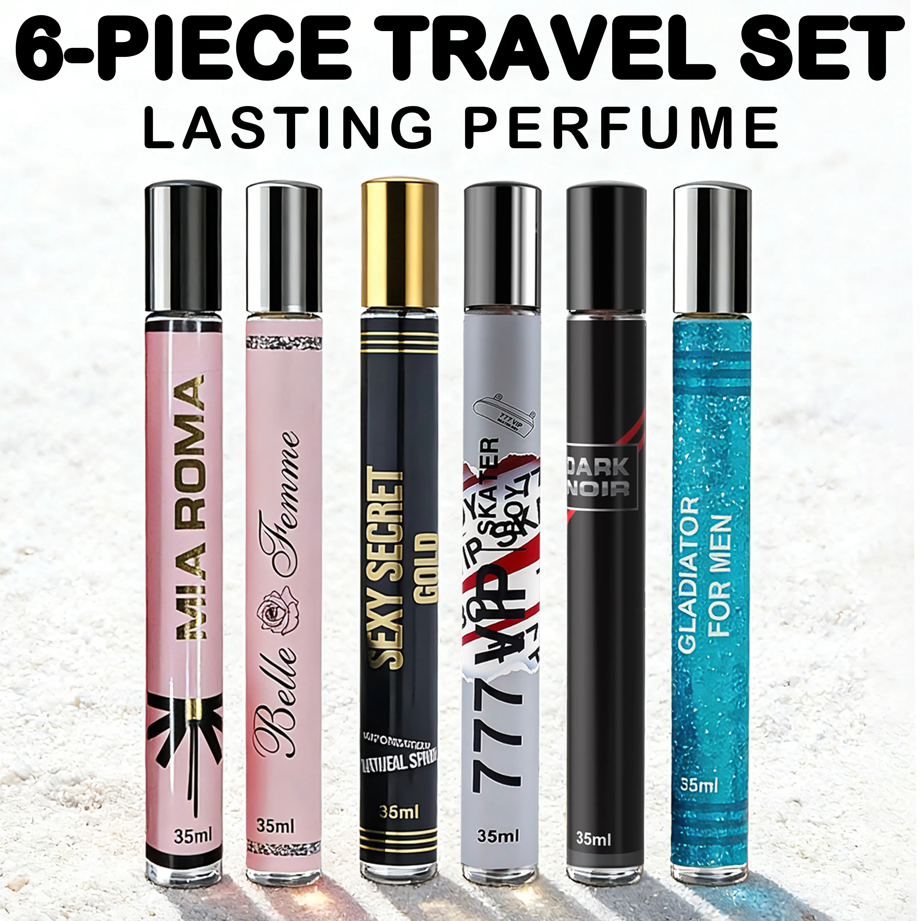 6 Pack Women's Portable Perfume | 6 PACK Total：7.1 OZ / 210 ML | 35ML Each | 6 Scents: Fruity/Floral/Woody/Oriental/Gourmand/Aldehydic | Compact & Portable, Different Scent Every Day, Perfect for Commute & Dates, Gift for Her