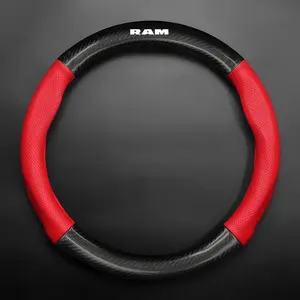 Universal Car Steering Wheel Cover Carbon Fiber Leather Three-dimensional Anti Slip, Timple And Fashionable For Dodge Durango Hornet Charger Challenger SRT Hellcat‌ RAM Journe Car Accessories Steering Wheel Protector