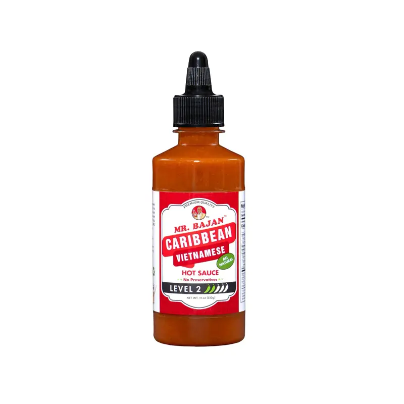 Mr. Bajan Hot Sauce - Level 2 Caribbean Flavor and Vietnamese Peppers in 11.3 oz hot sauce