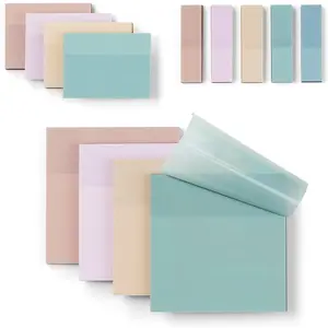 [650 Sheets] Transparent, 3 Sizes Clear Sticky Notes Pads, Pastel Color  Self-Adhesive Translucent See Through Sticky Notes for Annotating Books,School & Office