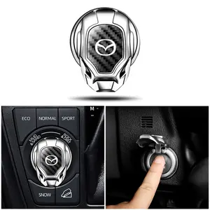 Mazda Car Interior Engine Start Button Protective Cover, Car Engine Start Button Cap, Engine Start/Stop Switch Decorative Button Cover, Flip-Open Automotive Style Design.