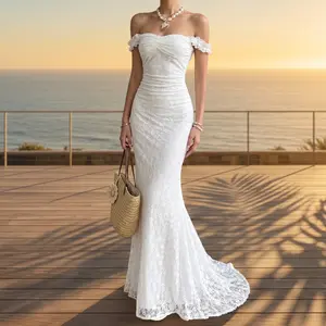 Women's Elegant Mesh Sequin Maxi Dress - Sexy V-Neck Strappy Evening Gown - Slim Fit Mermaid Hem Party Dress