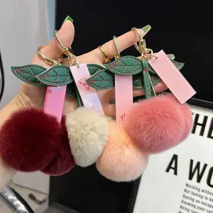 Cute Cherry Design Plush Keychain, Fashionable Plush Fuzzy Keychain for Women & Girls, Fashion Phone Charm for Daily Use, Keychain Kawaii, Fruit Keychain