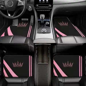 4-Piece Crown Element Colorful Minimalist Car Mat Set, Universal Car Foot Mats, Car Floor Mats, Full Coverage Car Interior Accessories, Crystal Velvet Vehicle Mats, Floor Mats For Car