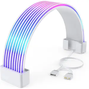 RGB PSU Cables Strips,Addressable ARGB Strip for 12VHPWR 8 Pin 2x8 Pin GPU Extension  Modular ,5V3Pin SYNC,Customized PC Cases 10In