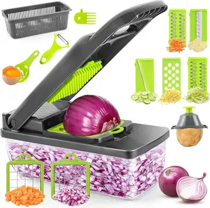 Multifunctional Vegetable Chopper 12 in 1 Set with Onion Chopper Container & Peeler Accessories for Kitchen Cooking cheese grater