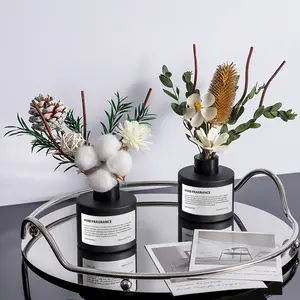 KBHOMFRA Jasmine Scent Reed Diffuser 3.38 oz with Stick Diffuser Dried Flower Diffusers Home Bathroom Scent Essential Oil