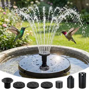 Solar Bird Bath Fountains, 2026 Upgraded 1.4W Solar Fountain Pump with 7 Nozzles, Free Standing Floating Solar Powered Water Pump Fountain for Bird Bath, Garden, Pond, Pool, Outdoor (6.3in)