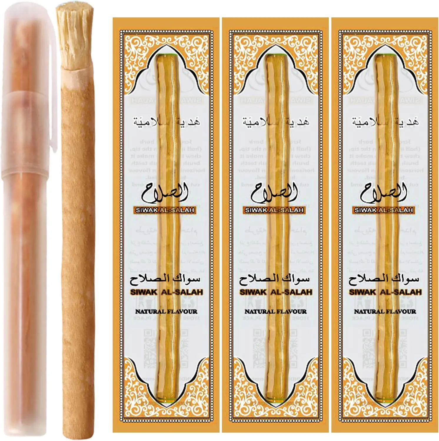 Miswak (Traditional Natural Toothbrush) (3 Pack) with Miswak Holder (Natural 3)