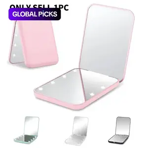Portable LED Light Makeup Mirror, Cosmetic Mirror, Foldable Mini LED Makeup Mirror, Lighted Pocket Size Mirror for Women & Girls, Handheld Wallet Mirror, Compact, LED Travel Mirror