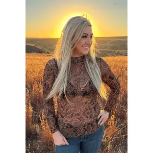 Country Road Tooled Leather Mesh Top