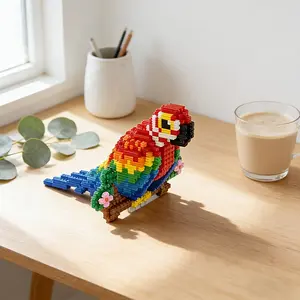 Rainbow Parrot 3D Puzzle Building Block Ornament for Home and Office Decoration, Perfect Gift for Any Occasion and Holiday, Ideal for Parties and Display
