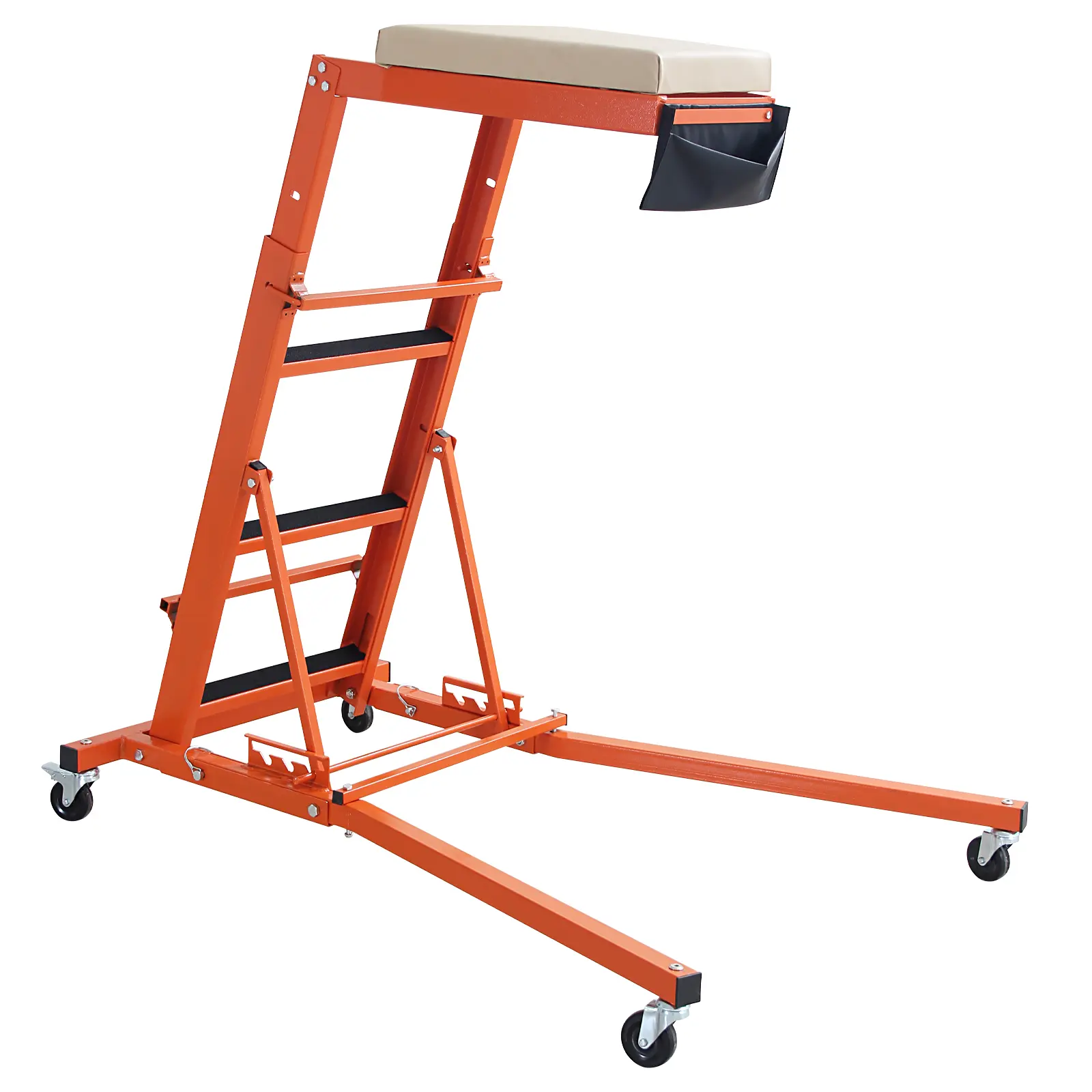 Adjustable Topside Mechanic Creeper 400-440 lb Capacity, Collapsible with Height Range 48 to 66 Inches, Thick Padding, 4 Swivel Casters, Heavy Duty for Garage and Auto Repair
