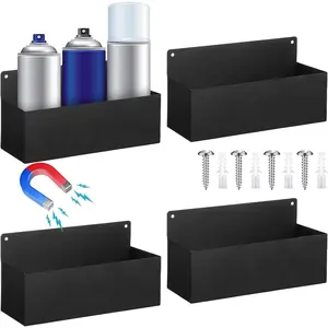 4 Pcs Magnetic Aerosol Spray Can Holder Heavy Duty Magnet Toolbox Bottle Holder Easy Install Organizer Wall Mounted Spray Bottle Rack for Garage Home Workspace(8.27 Inches,Black)