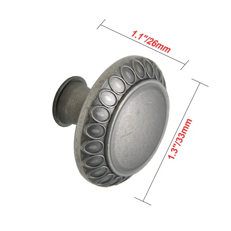 Utopia Alley HW345PLPT011-10 Barnet Cabinet Knob, 1.3 in. Diameter, Pewter, 10 pack