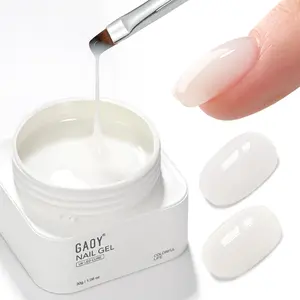 4-in-1 Long Lasting Nail Builder Gel Natural Jelly, Milk White, Colored Builder Base 30g with Brush, Soak Off UV Light Cure Nail Strengthening