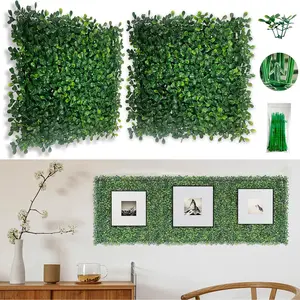 Artificial Grass Wall Panels 10"x 10" (10Pcs), Extra-Dense for True , UV-Resistant Faux Boxwood Hedge for Outdoor Fence & Greenery Backdrop